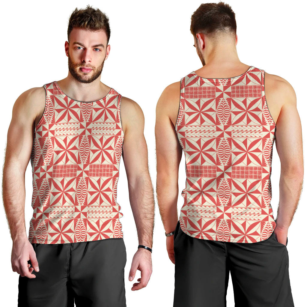 Red Ngatu Pattern Malo e Lelei Tonga Men Tank Top