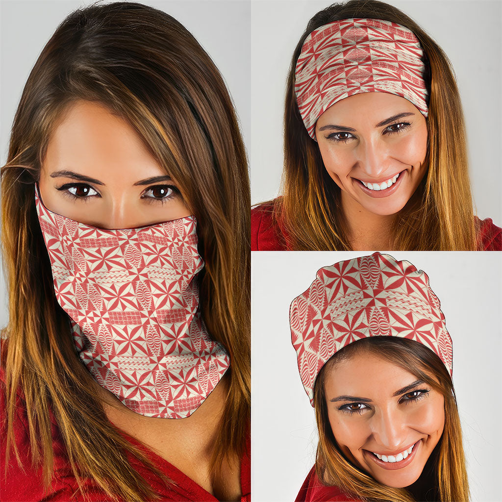 Red Ngatu Pattern Malo e Lelei Tonga Neck Gaiter