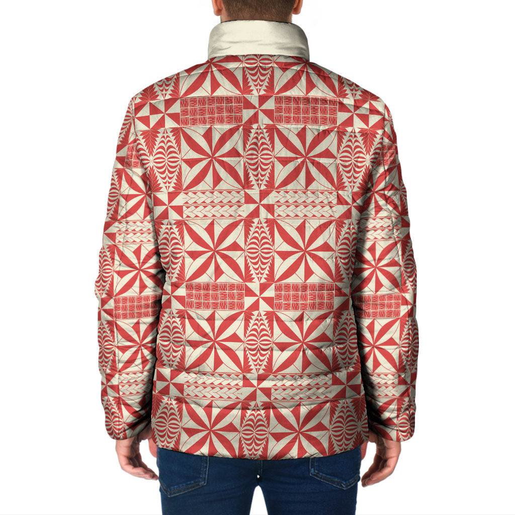Red Ngatu Pattern Malo e Lelei Tonga Padded Jacket