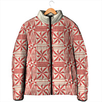 Red Ngatu Pattern Malo e Lelei Tonga Padded Jacket