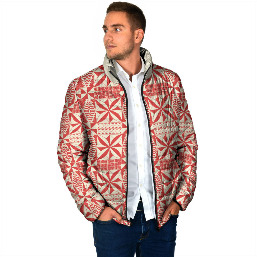Red Ngatu Pattern Malo e Lelei Tonga Padded Jacket