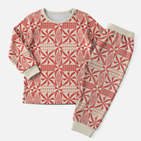 Red Ngatu Pattern Malo e Lelei Tonga Christmas Pajama Set