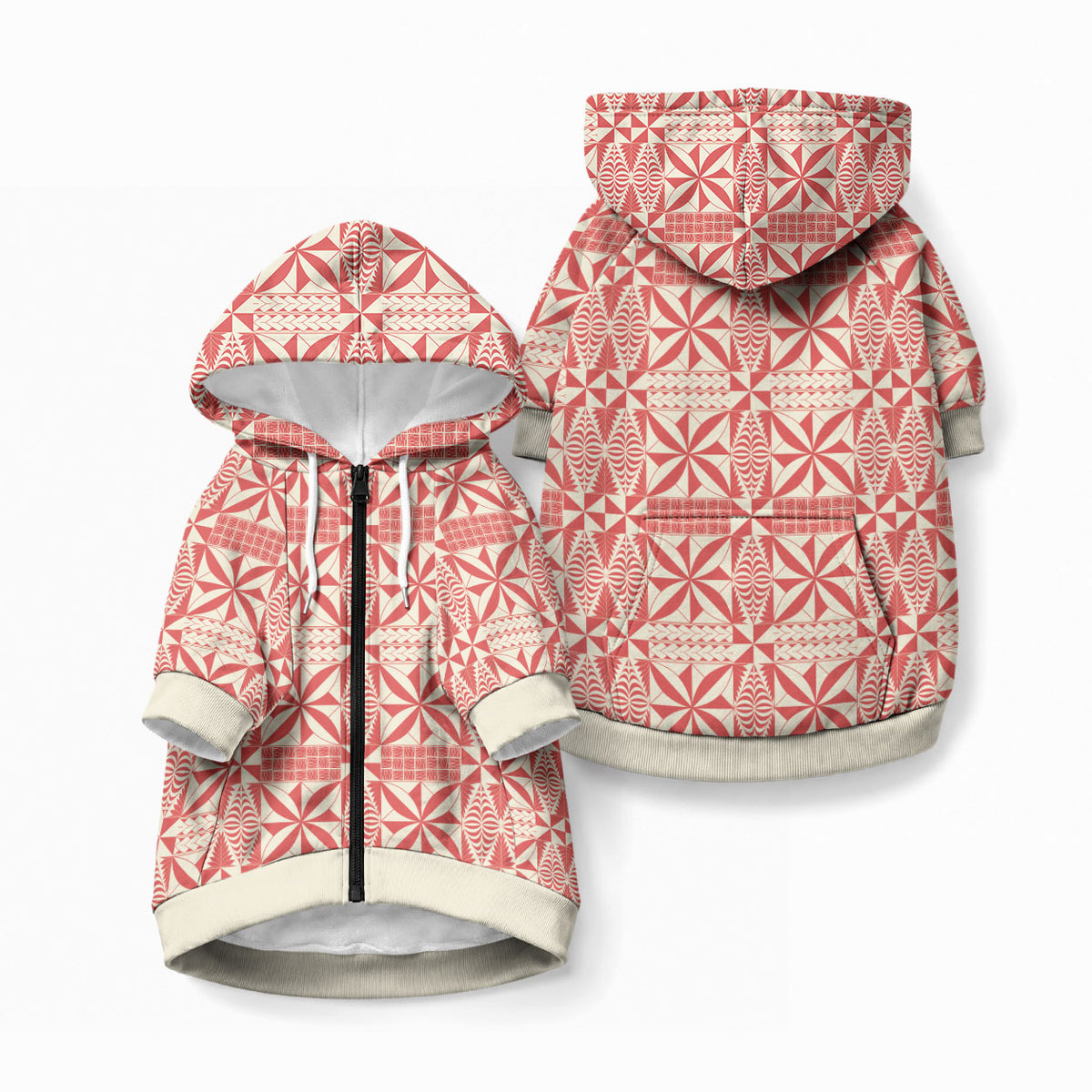 Red Ngatu Pattern Malo e Lelei Tonga Pet Hoodie
