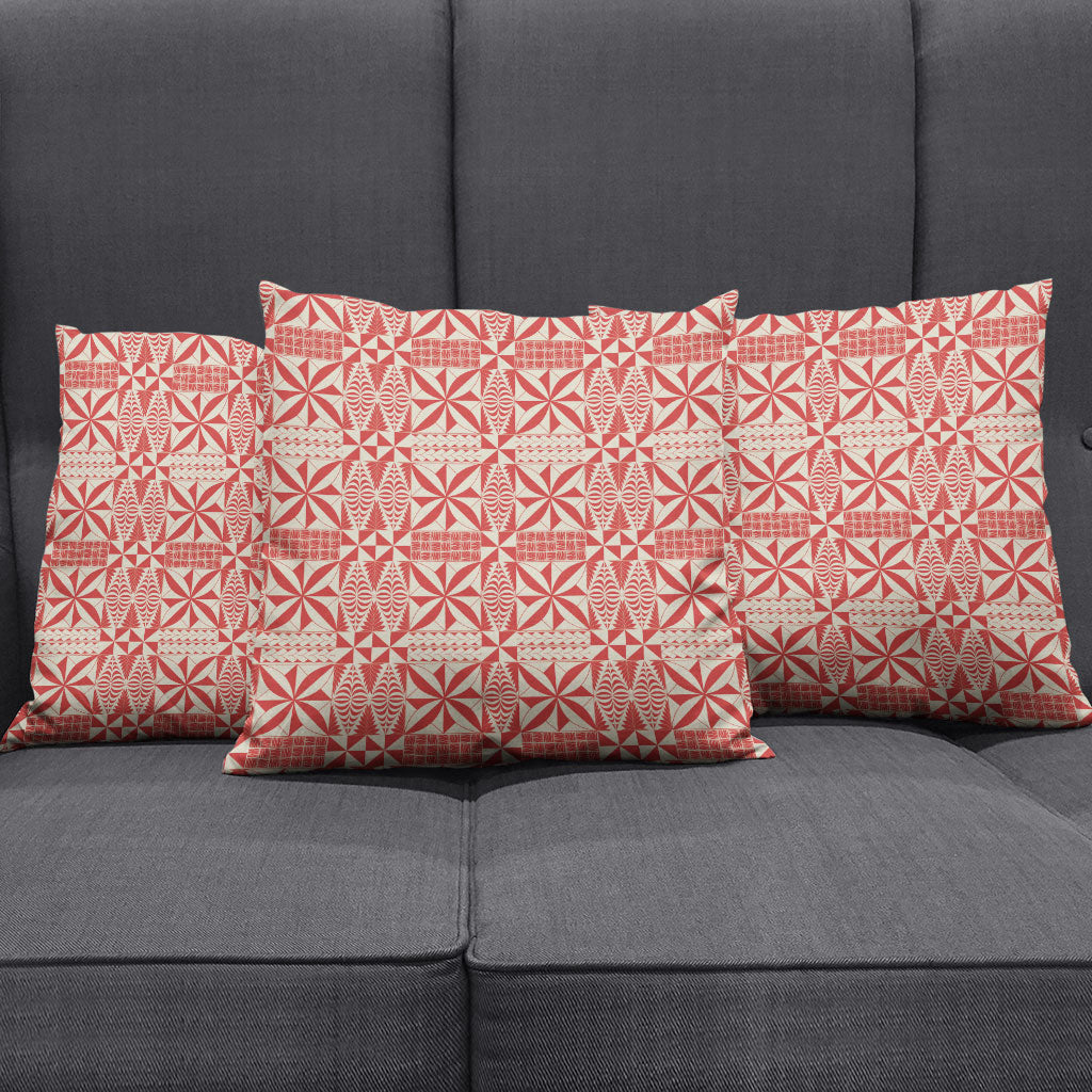 Red Ngatu Pattern Malo e Lelei Tonga Pillow Cover