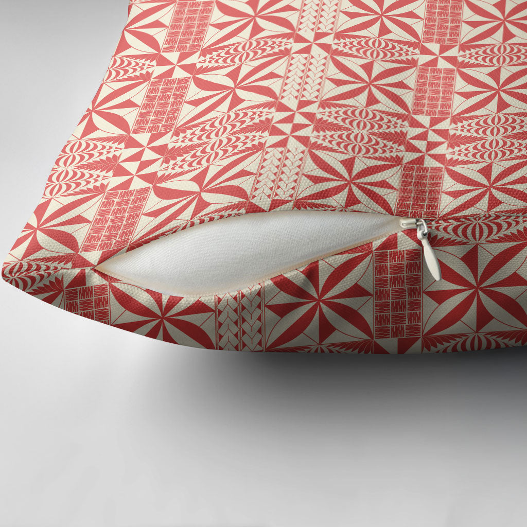 Red Ngatu Pattern Malo e Lelei Tonga Pillow Cover