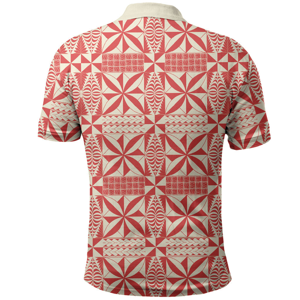 Red Ngatu Pattern Malo e Lelei Tonga Polo Shirt