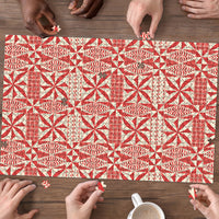 Red Ngatu Pattern Malo e Lelei Tonga Puzzle LT14 - Polynesian Pride