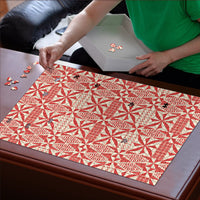 Red Ngatu Pattern Malo e Lelei Tonga Puzzle LT14 - Polynesian Pride