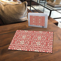 Red Ngatu Pattern Malo e Lelei Tonga Puzzle LT14 - Polynesian Pride