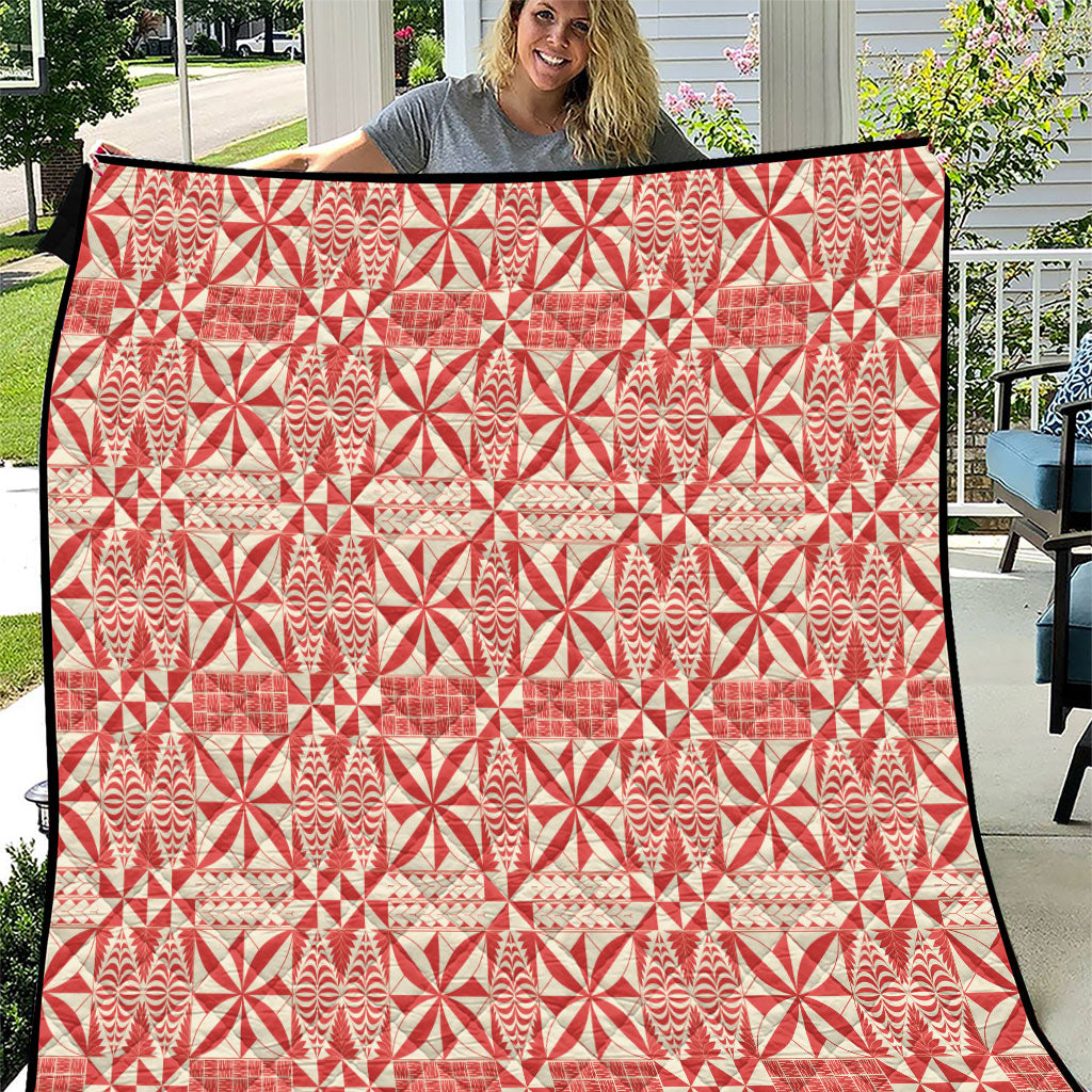 Red Ngatu Pattern Malo e Lelei Tonga Quilt