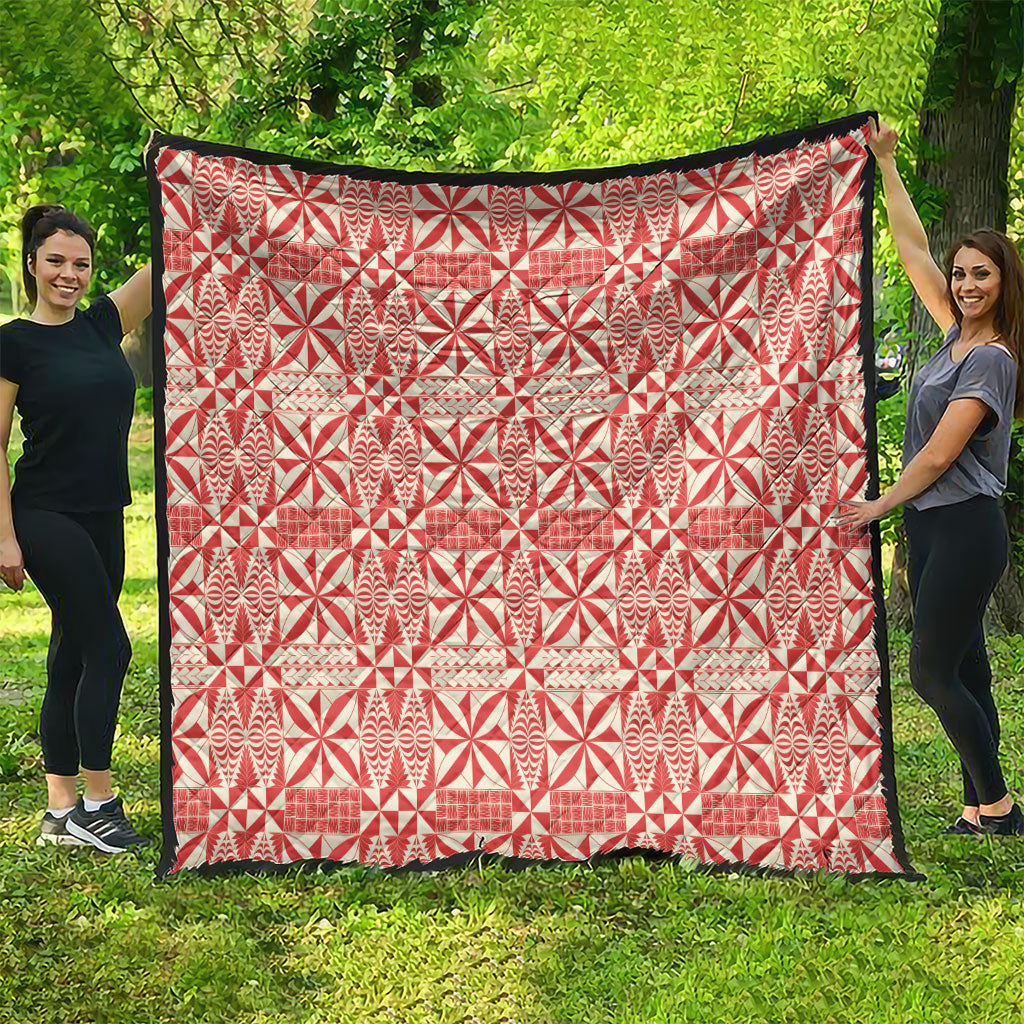 Red Ngatu Pattern Malo e Lelei Tonga Quilt