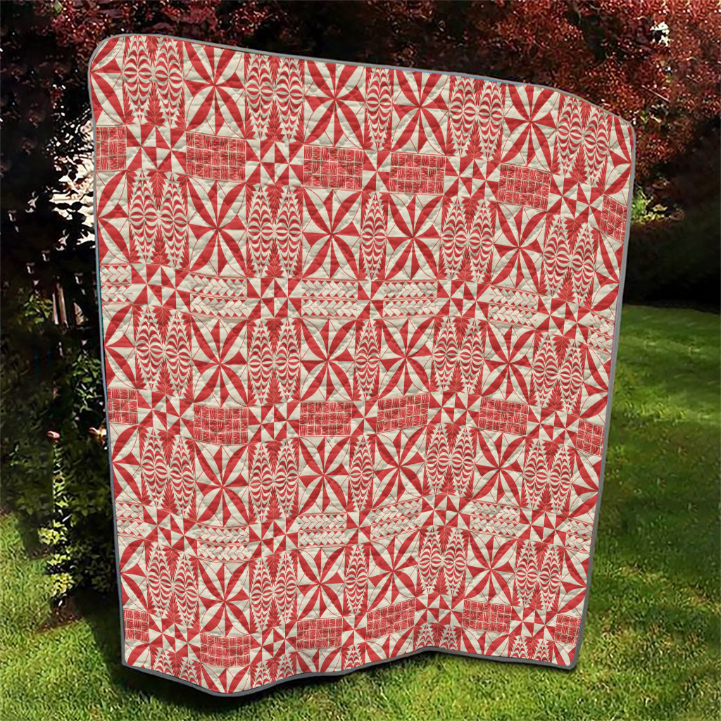 Red Ngatu Pattern Malo e Lelei Tonga Quilt