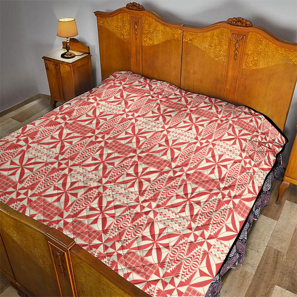 Red Ngatu Pattern Malo e Lelei Tonga Quilt