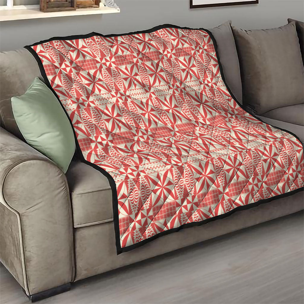 Red Ngatu Pattern Malo e Lelei Tonga Quilt