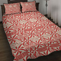 Red Ngatu Pattern Malo e Lelei Tonga Quilt Bed Set