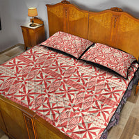 Red Ngatu Pattern Malo e Lelei Tonga Quilt Bed Set