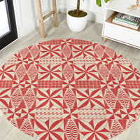 Red Ngatu Pattern Malo e Lelei Tonga Round Carpet