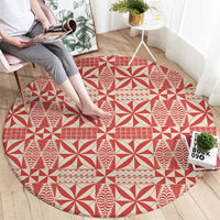 Red Ngatu Pattern Malo e Lelei Tonga Round Carpet