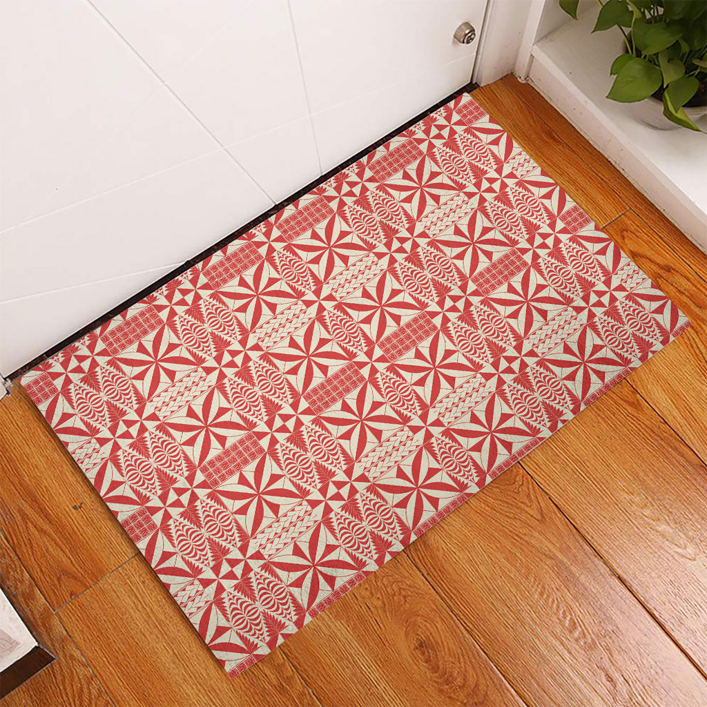 Red Ngatu Pattern Malo e Lelei Tonga Rubber Doormat