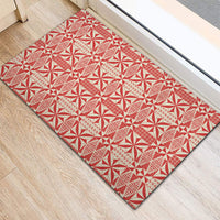 Red Ngatu Pattern Malo e Lelei Tonga Rubber Doormat