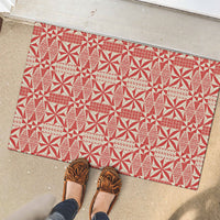 Red Ngatu Pattern Malo e Lelei Tonga Rubber Doormat