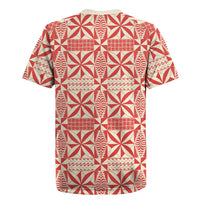 Red Ngatu Pattern Malo e Lelei Tonga Rugby Jersey
