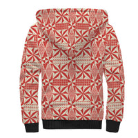 Red Ngatu Pattern Malo e Lelei Tonga Sherpa Hoodie