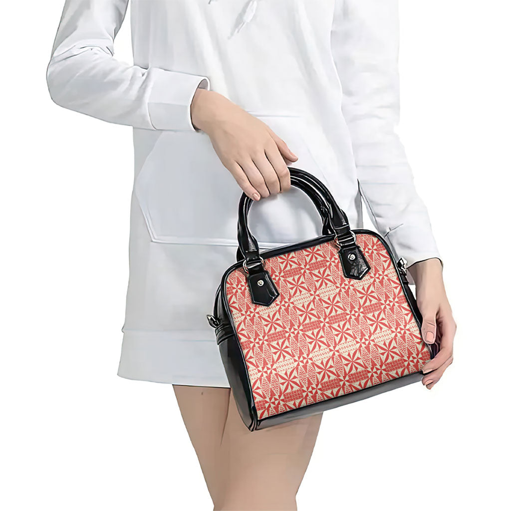 Red Ngatu Pattern Malo e Lelei Tonga Shoulder Handbag
