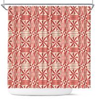 Red Ngatu Pattern Malo e Lelei Tonga Shower Curtain