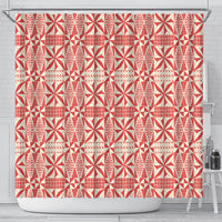 Red Ngatu Pattern Malo e Lelei Tonga Shower Curtain