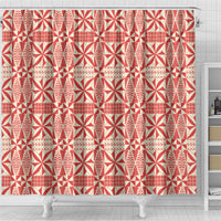 Red Ngatu Pattern Malo e Lelei Tonga Shower Curtain