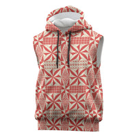 Red Ngatu Pattern Malo e Lelei Tonga Sleeveless Hoodie