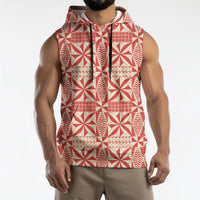 Red Ngatu Pattern Malo e Lelei Tonga Sleeveless Hoodie
