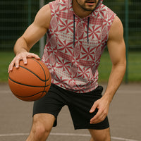 Red Ngatu Pattern Malo e Lelei Tonga Sleeveless Hoodie