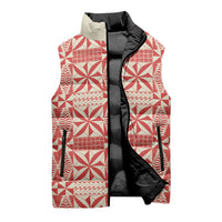 Red Ngatu Pattern Malo e Lelei Tonga Sleeveless Puffer Jacket