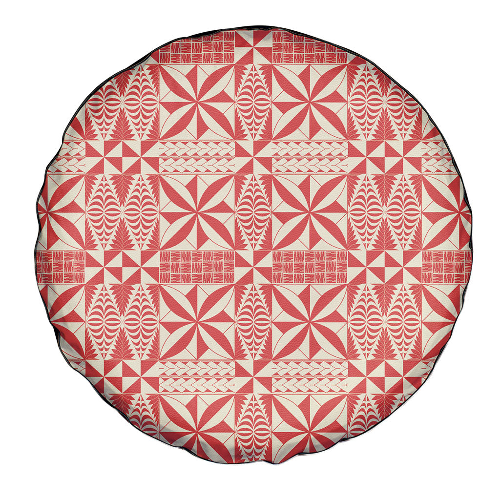 Red Ngatu Pattern Malo e Lelei Tonga Spare Tire Cover