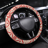 Red Ngatu Pattern Malo e Lelei Tonga Steering Wheel Cover