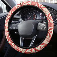 Red Ngatu Pattern Malo e Lelei Tonga Steering Wheel Cover