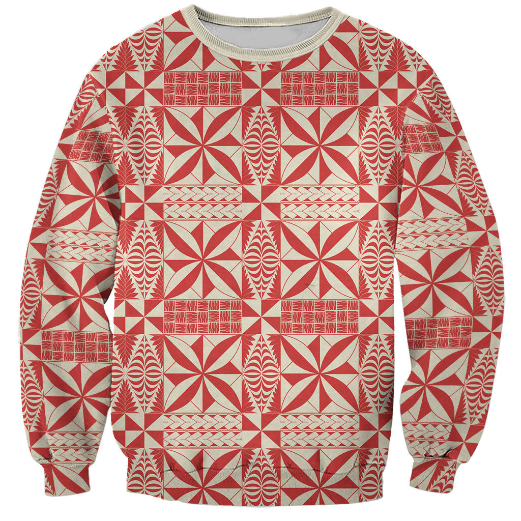 Red Ngatu Pattern Malo e Lelei Tonga Sweatshirt