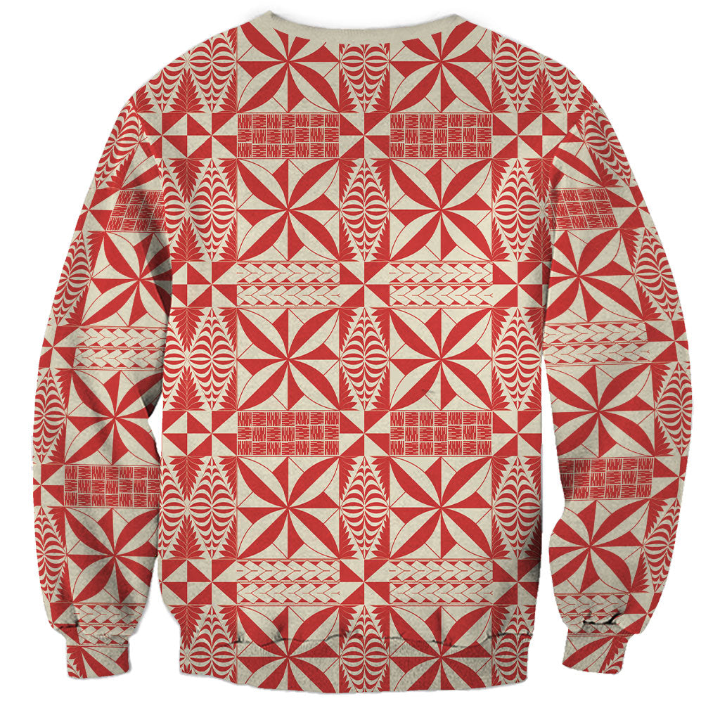 Red Ngatu Pattern Malo e Lelei Tonga Sweatshirt