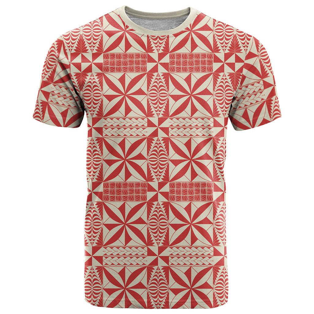 Red Ngatu Pattern Malo e Lelei Tonga T Shirt