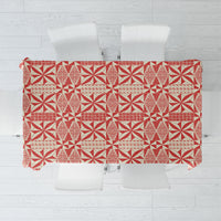 Red Ngatu Pattern Malo e Lelei Tonga Tablecloth