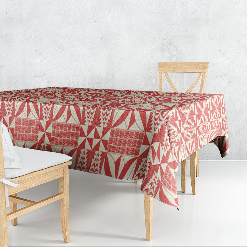 Red Ngatu Pattern Malo e Lelei Tonga Tablecloth