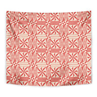 Red Ngatu Pattern Malo e Lelei Tonga Tapestry