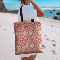 Red Ngatu Pattern Malo e Lelei Tonga Tote Bag