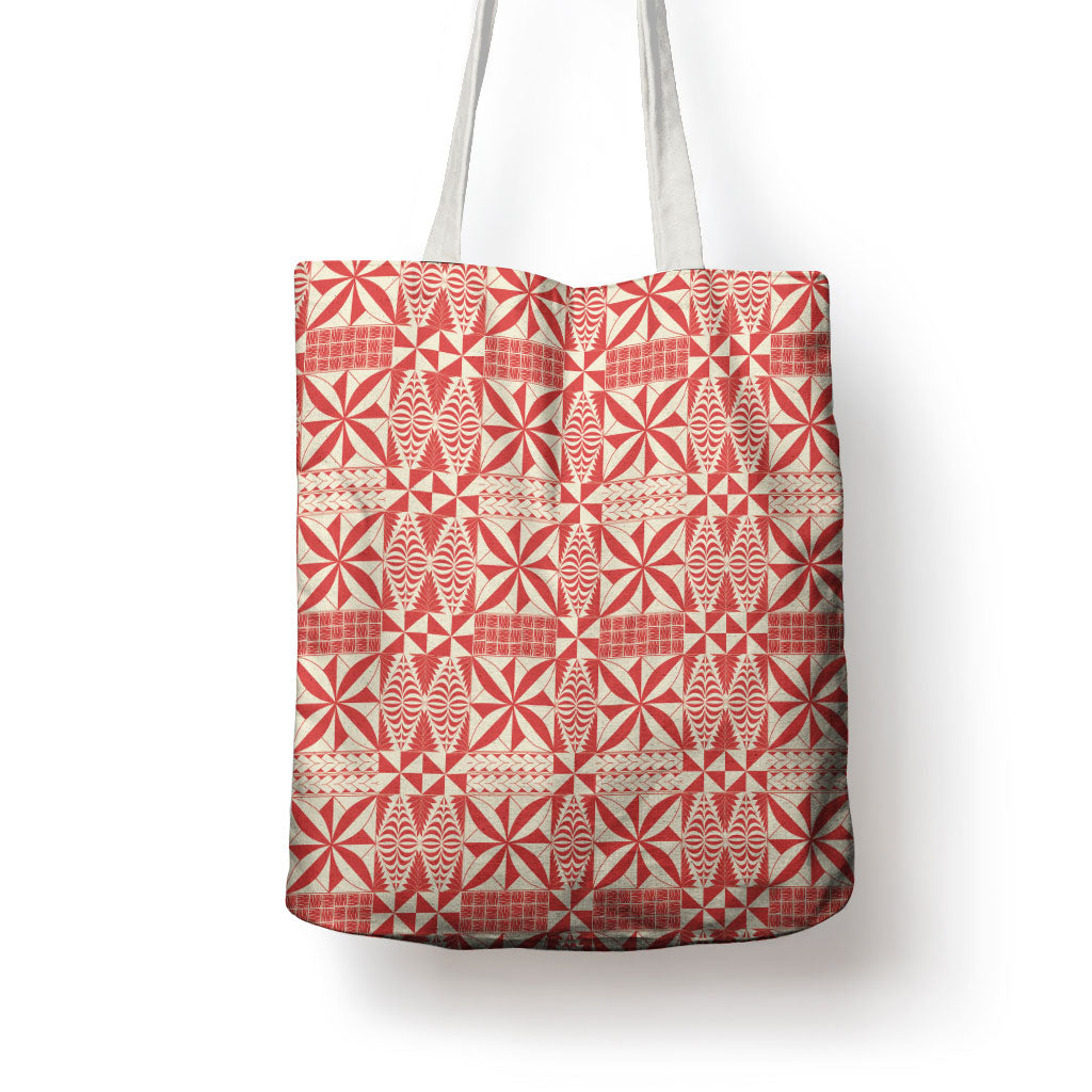 Red Ngatu Pattern Malo e Lelei Tonga Tote Bag