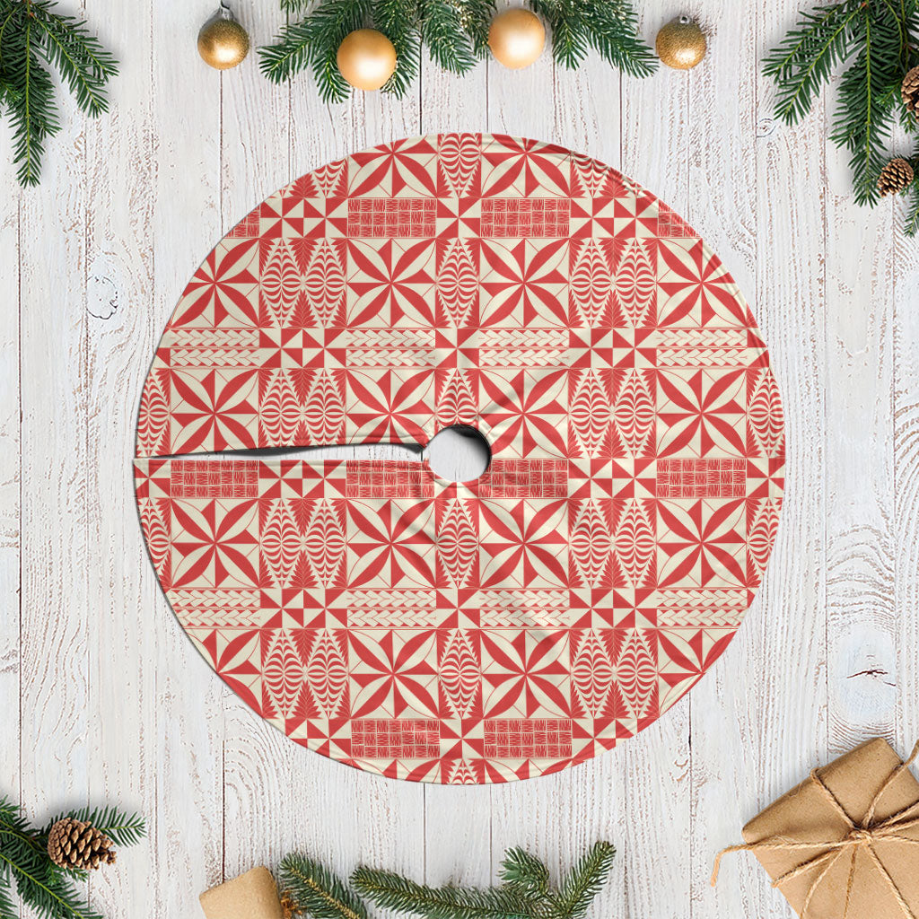 Red Ngatu Pattern Malo e Lelei Tonga Tree Skirt