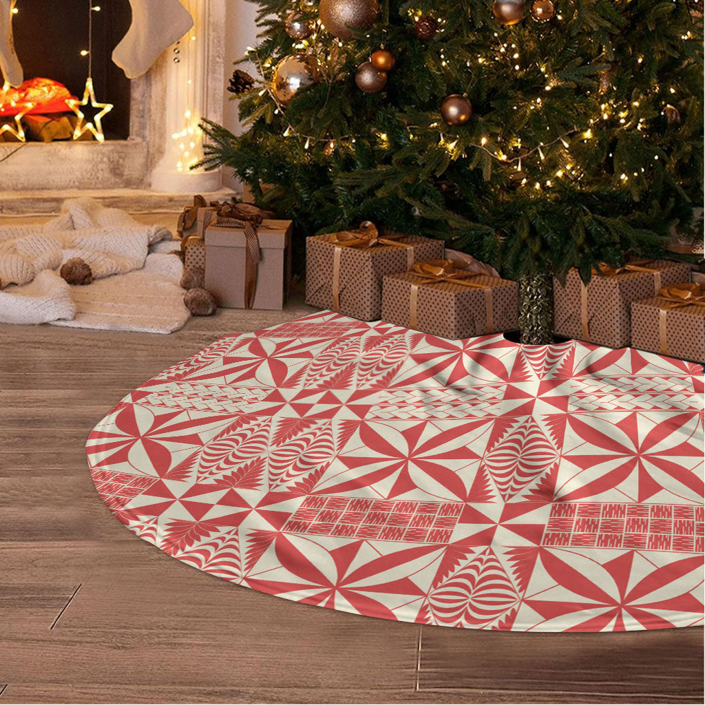 Red Ngatu Pattern Malo e Lelei Tonga Tree Skirt