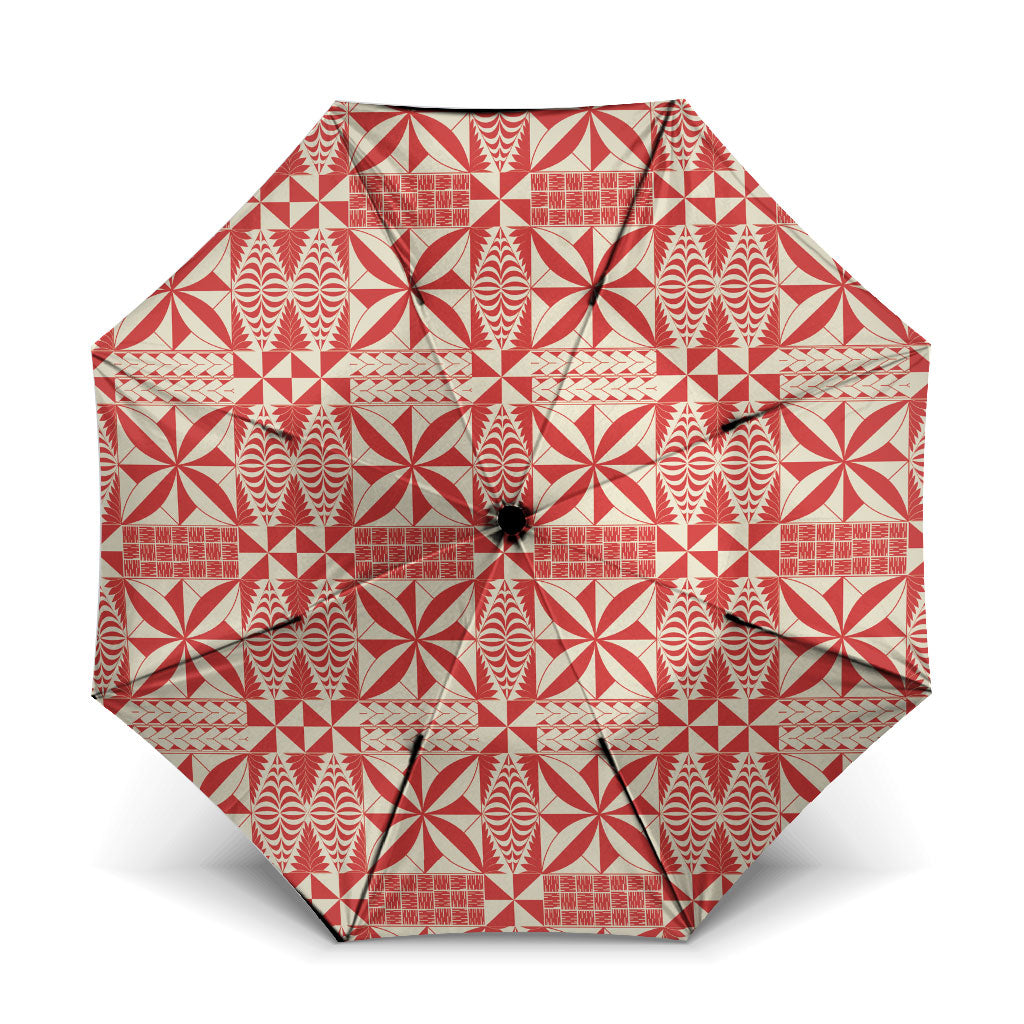 Red Ngatu Pattern Malo e Lelei Tonga Umbrella