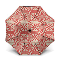 Red Ngatu Pattern Malo e Lelei Tonga Umbrella